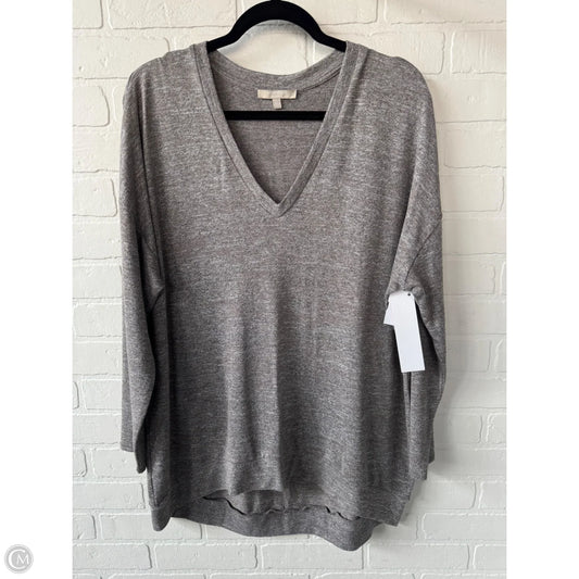 Top Long Sleeve By Joan Vass In Grey & Tan, Size: L