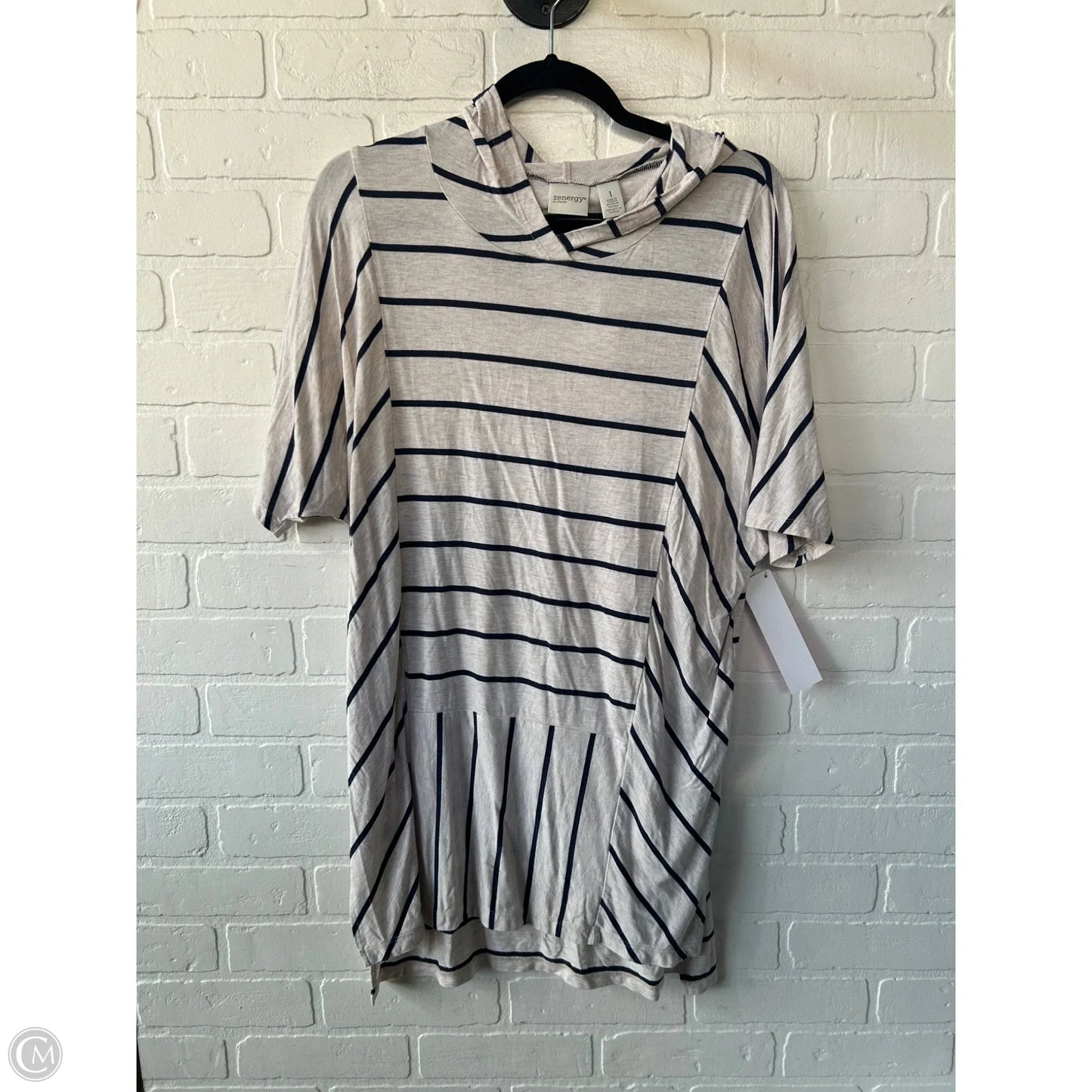 Top Short Sleeve By Zenergy By Chicos In Blue & Tan, Size: M