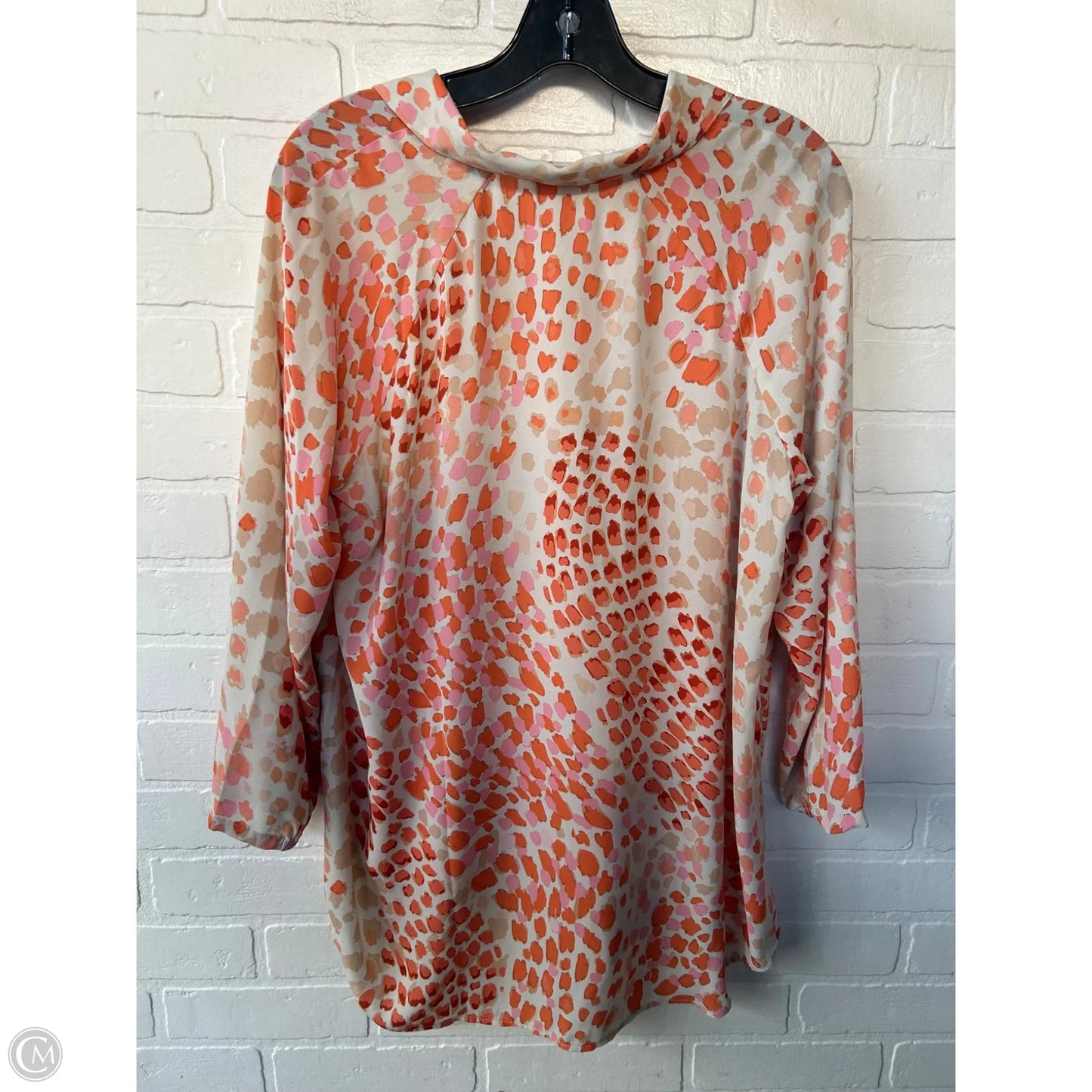 Top Long Sleeve By Cabi In Orange & Tan, Size: S