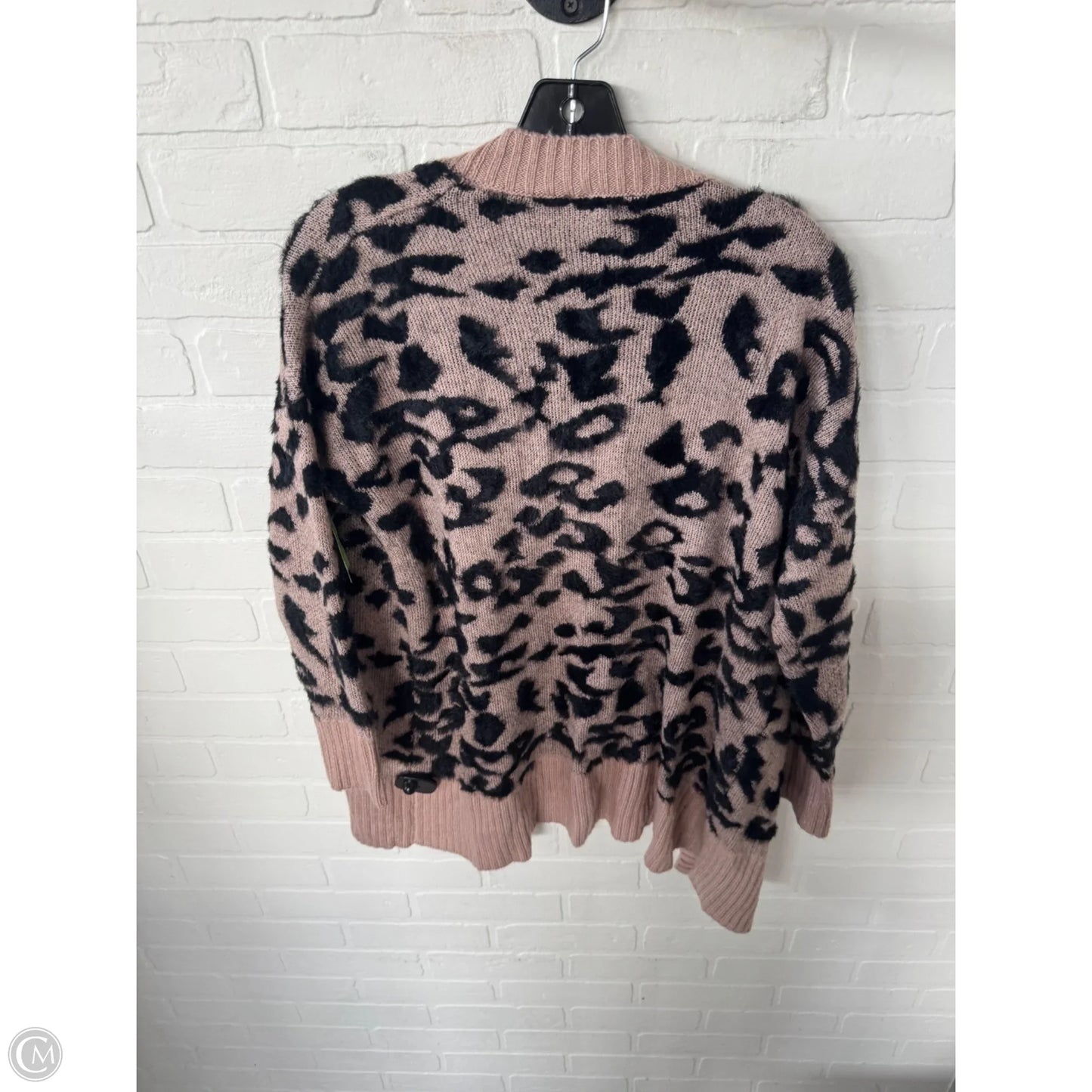 Sweater Cardigan By Debut In Black & Tan, Size: S