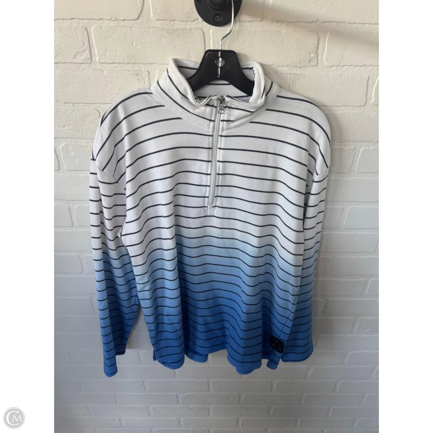 Sweatshirt Collar By Talbots In Blue & White, Size: Xl