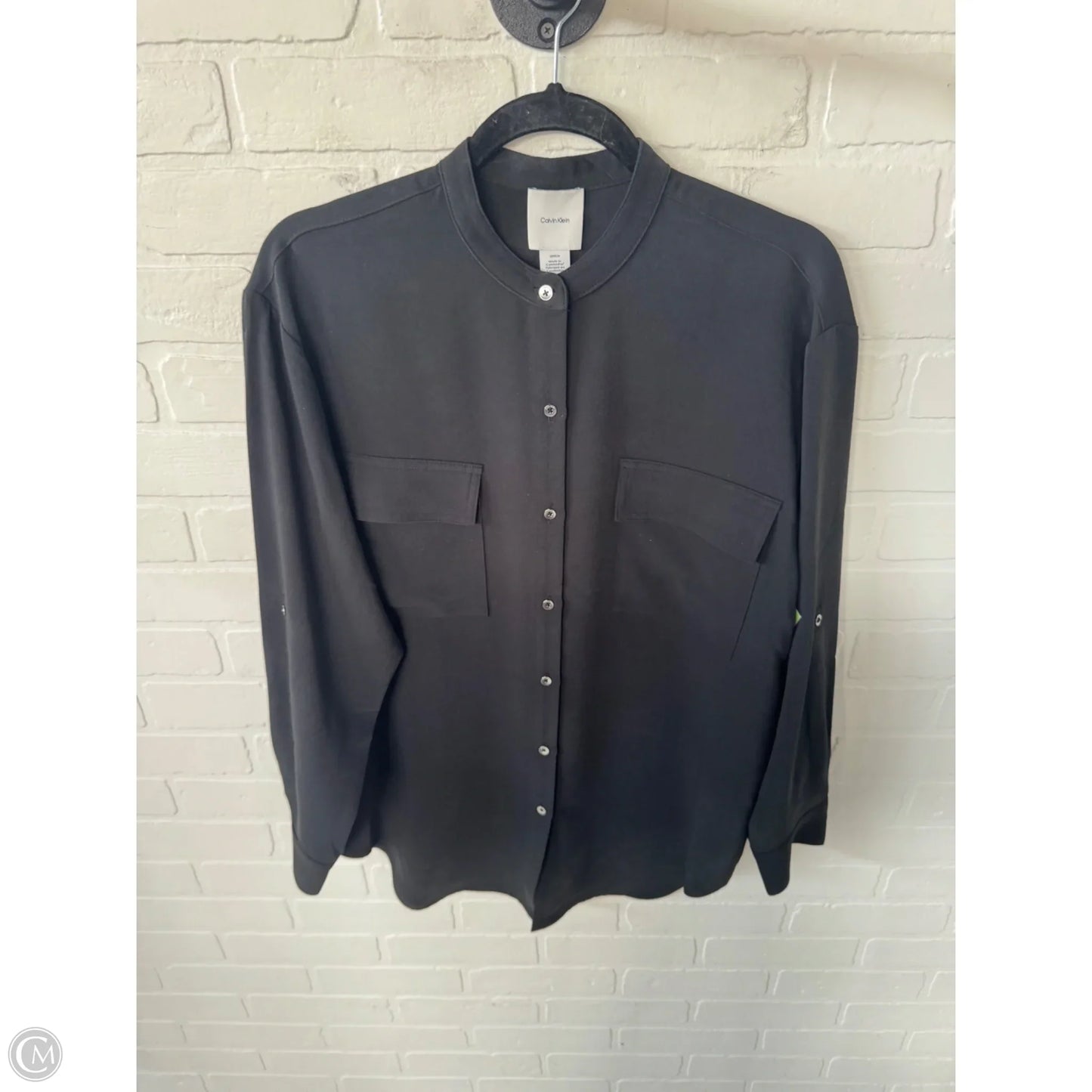 Top Long Sleeve By Calvin Klein In Black, Size: S