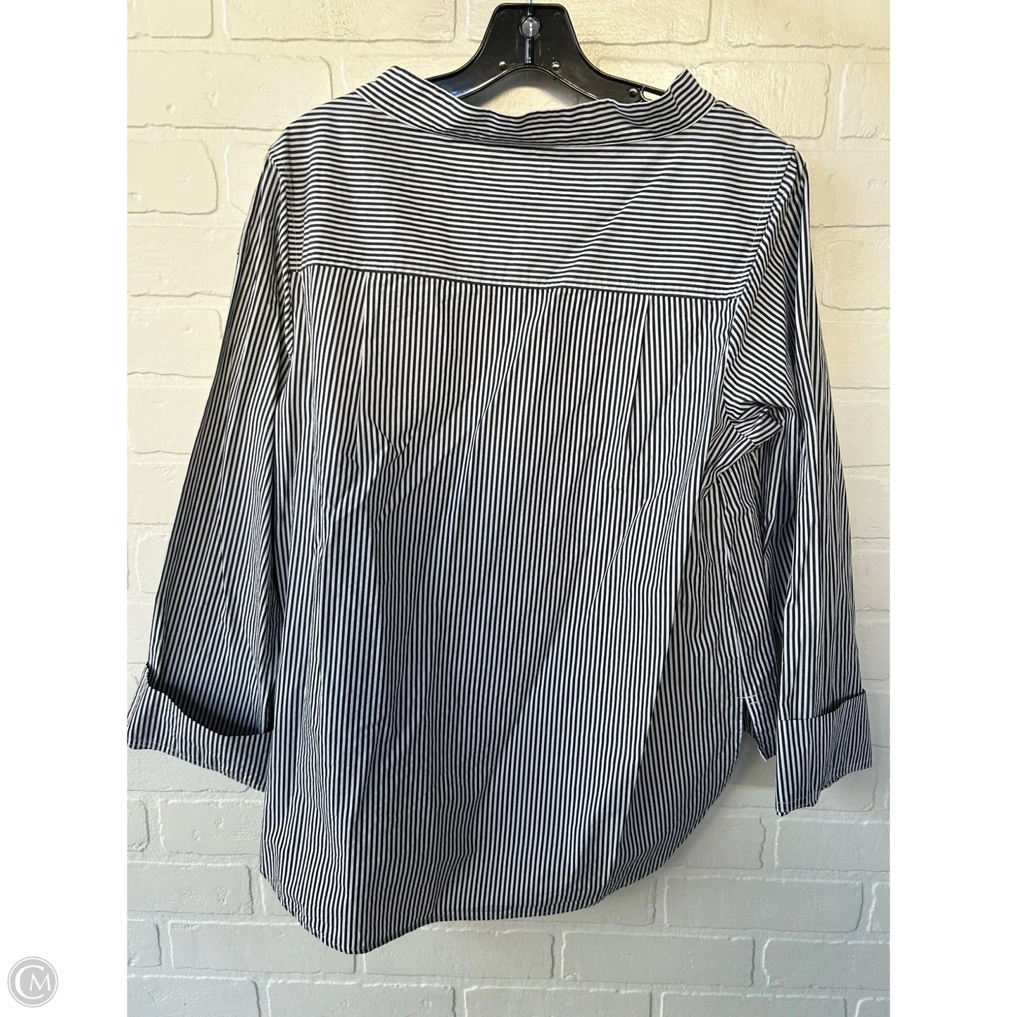Top 3/4 Sleeve By J. Crew In Black & White, Size: M