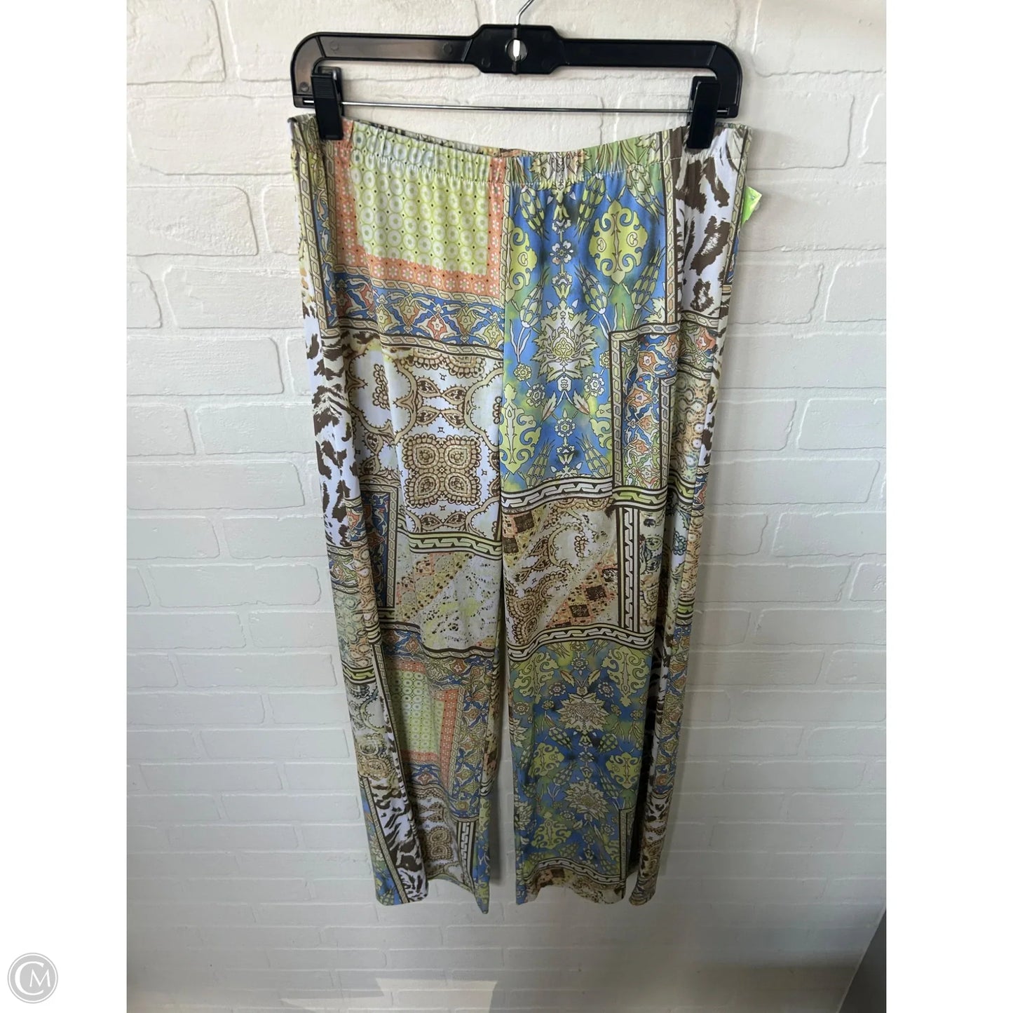 Pants Wide Leg By Chicos In Green & Orange, Size: 8