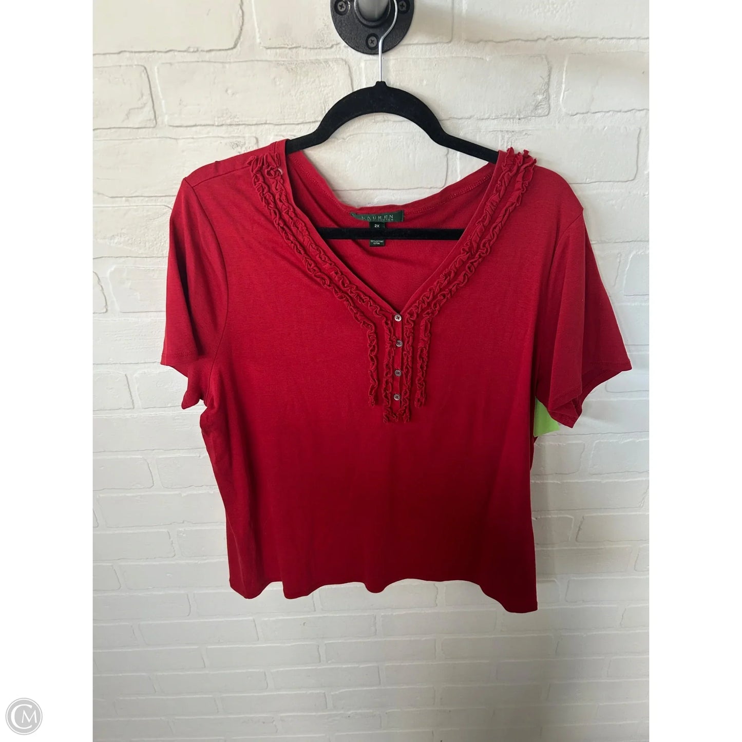 Top Short Sleeve By Lauren By Ralph Lauren In Red, Size: 2x