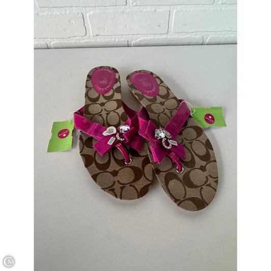 Sandals Designer By Coach In Pink & Tan, Size: 8