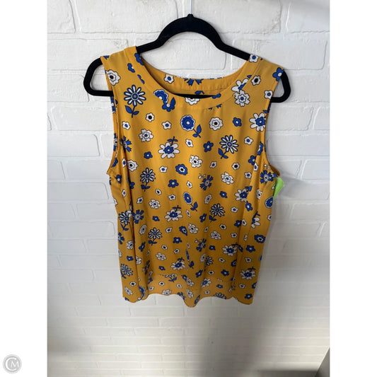 Top Sleeveless By Anne Klein In Blue & Yellow, Size: L