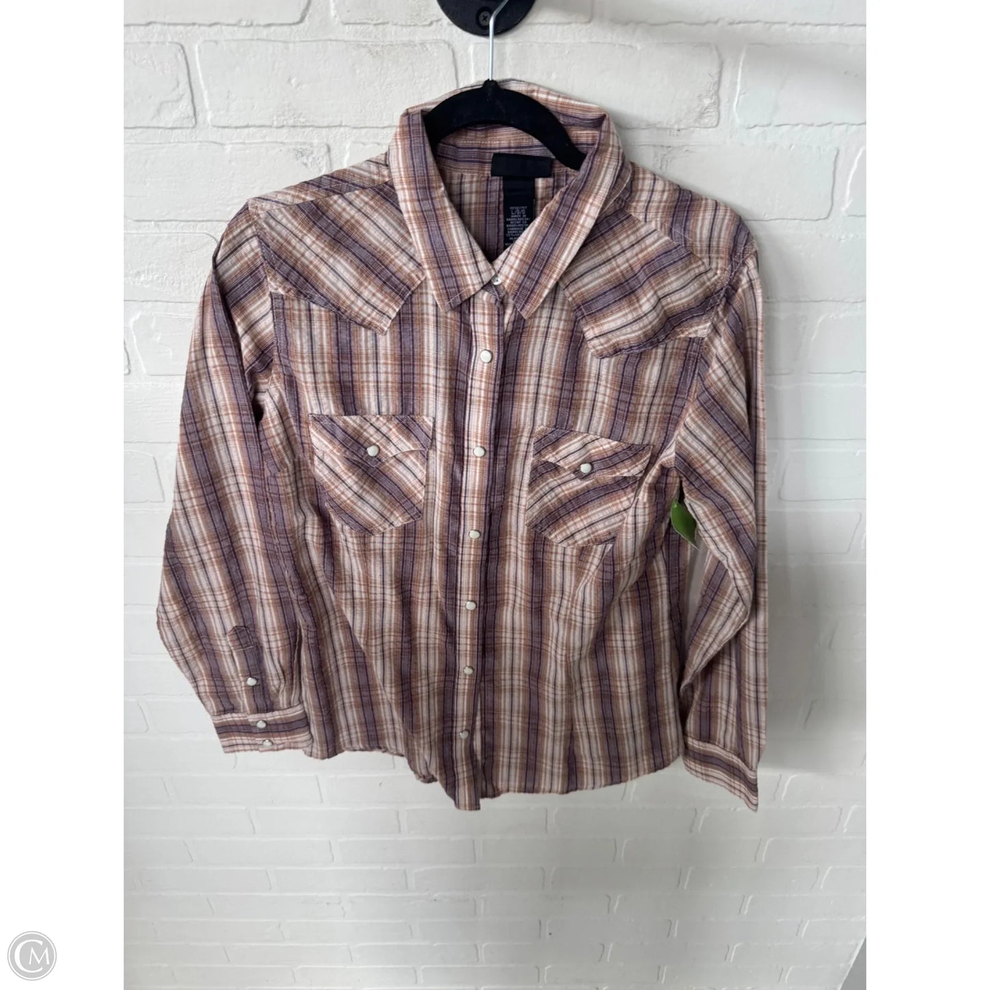 Top Long Sleeve By Wrangler In Brown & Purple, Size: L