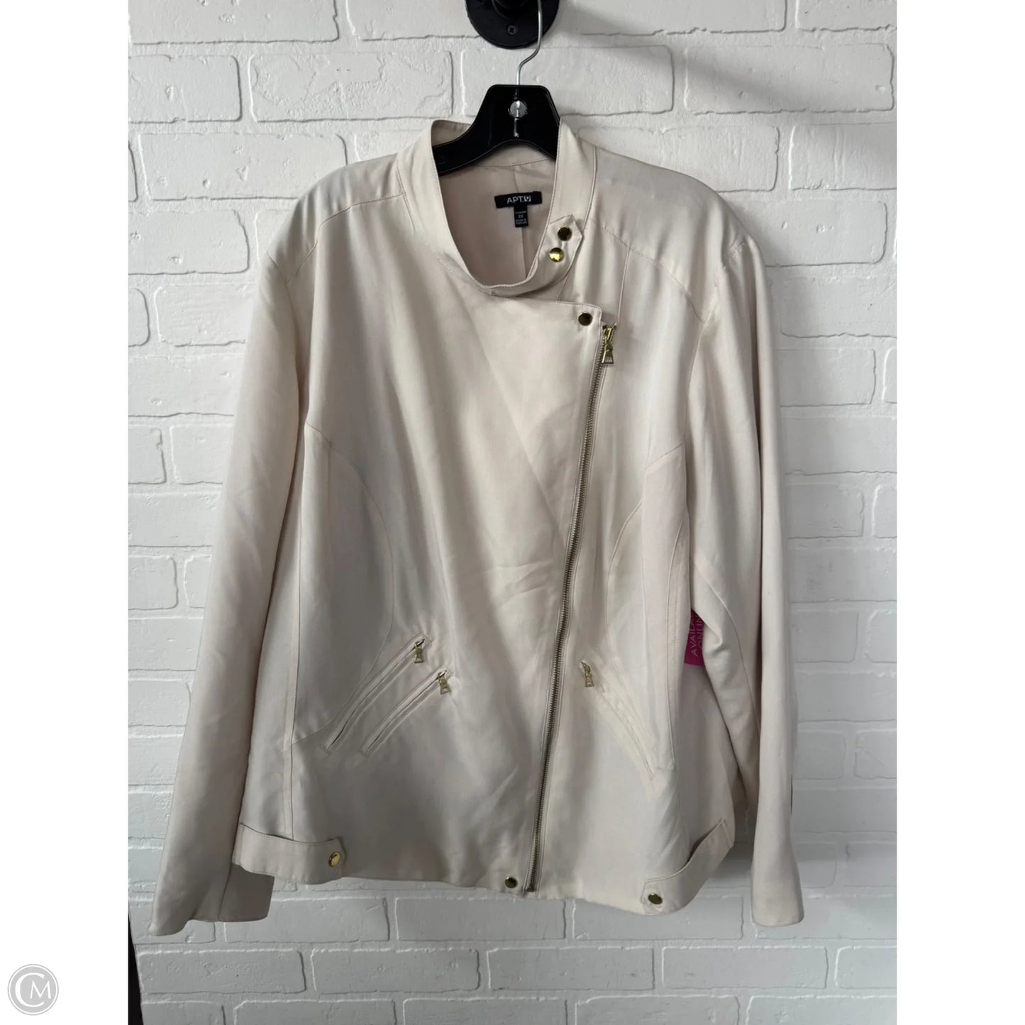 Jacket Moto By Apt 9 In Tan, Size: 2x