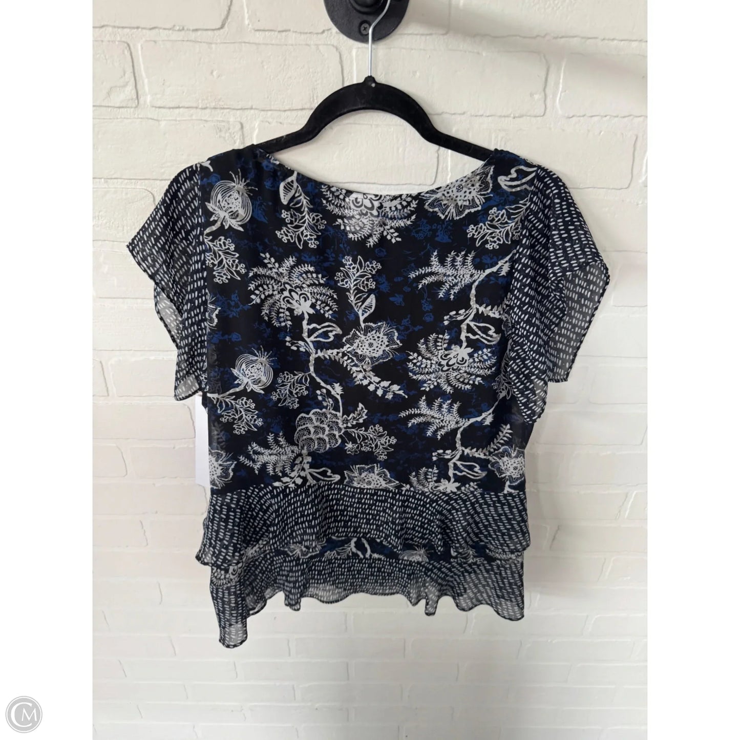 Top Short Sleeve By Cabi In Black & Blue, Size: M