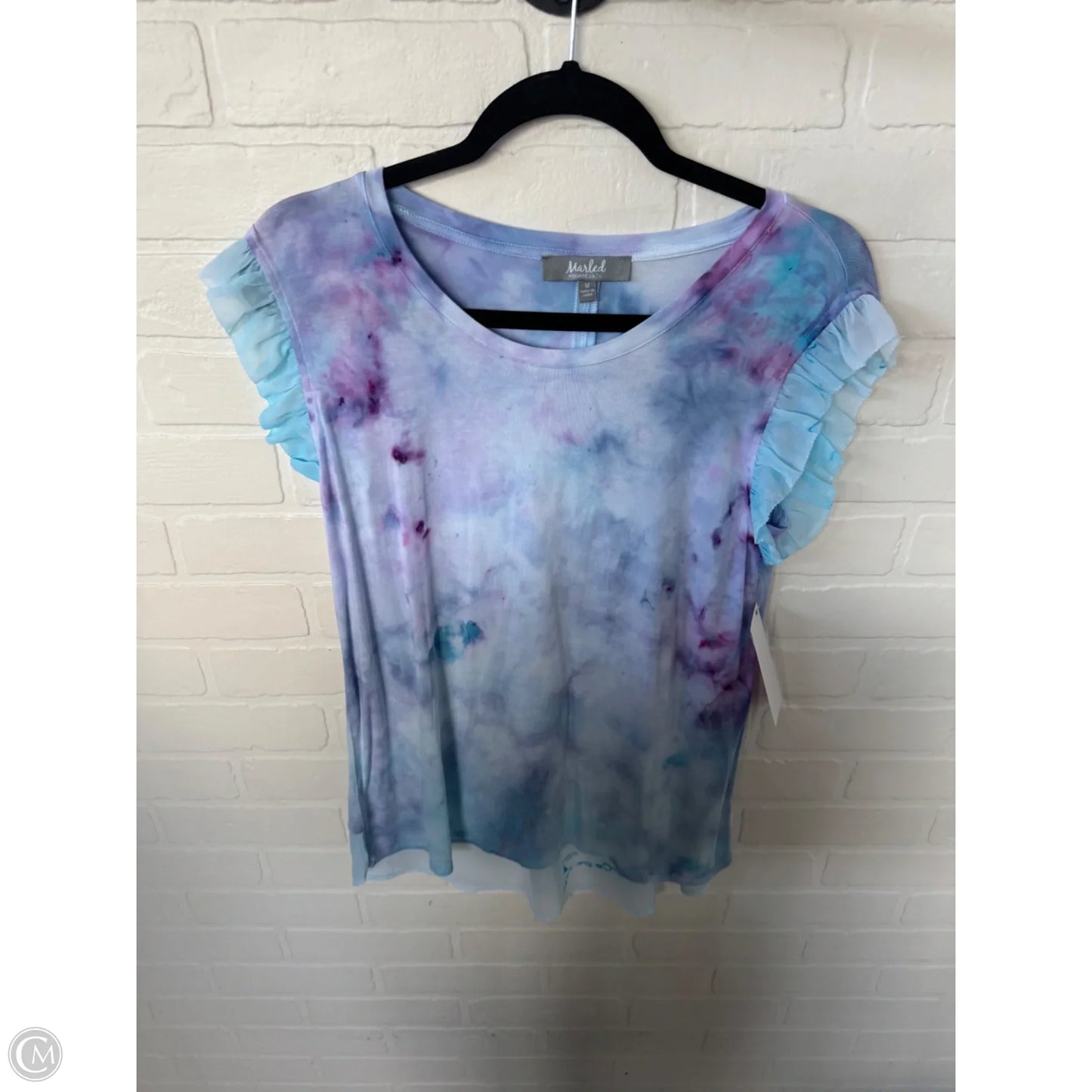 Top Short Sleeve By Marled In Blue & Purple, Size: M