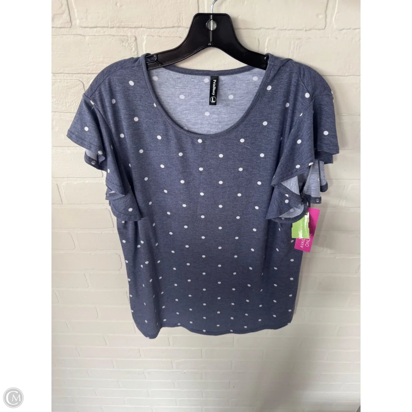 Top Short Sleeve By Clothes Mentor In Blue & White, Size: L