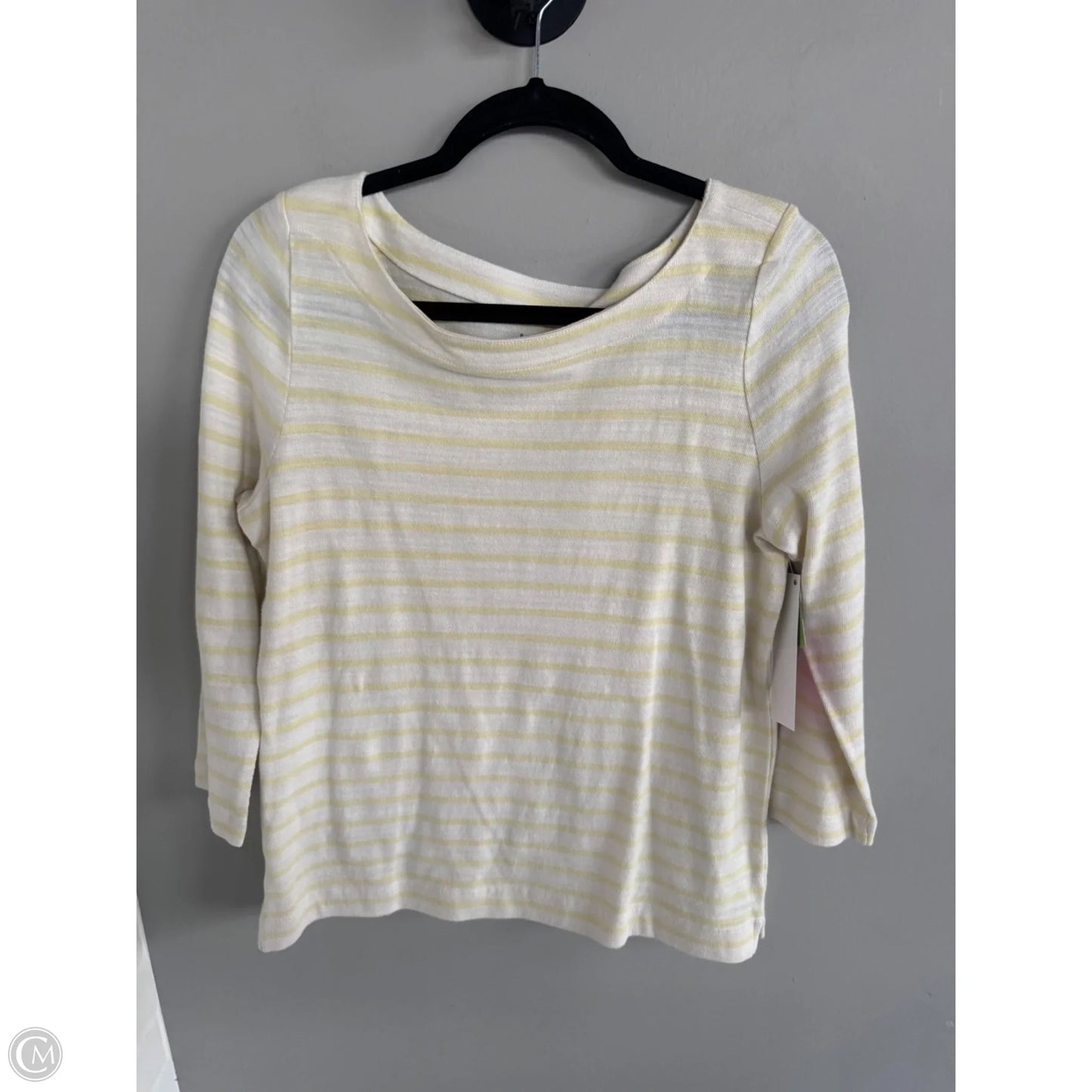 Top 3/4 Sleeve By Loft In Tan & Yellow, Size: M