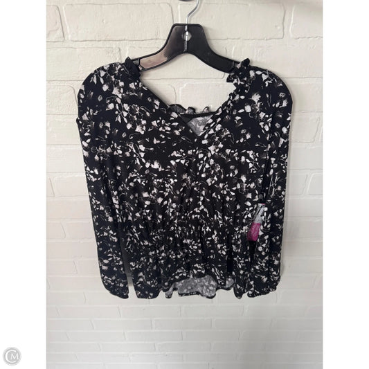 Top 3/4 Sleeve By Simply Vera In Black & Grey, Size: M