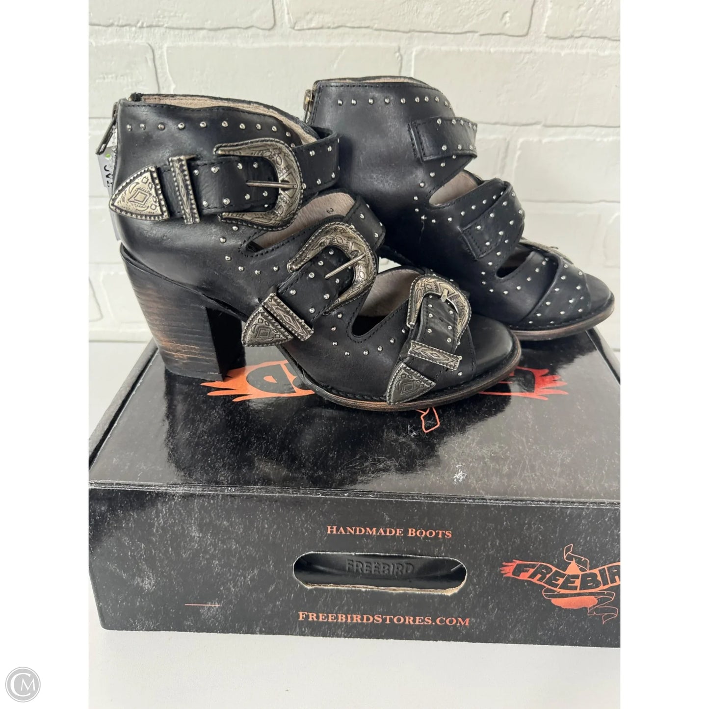 Sandals Heels Block By Freebird In Black, Size: 9