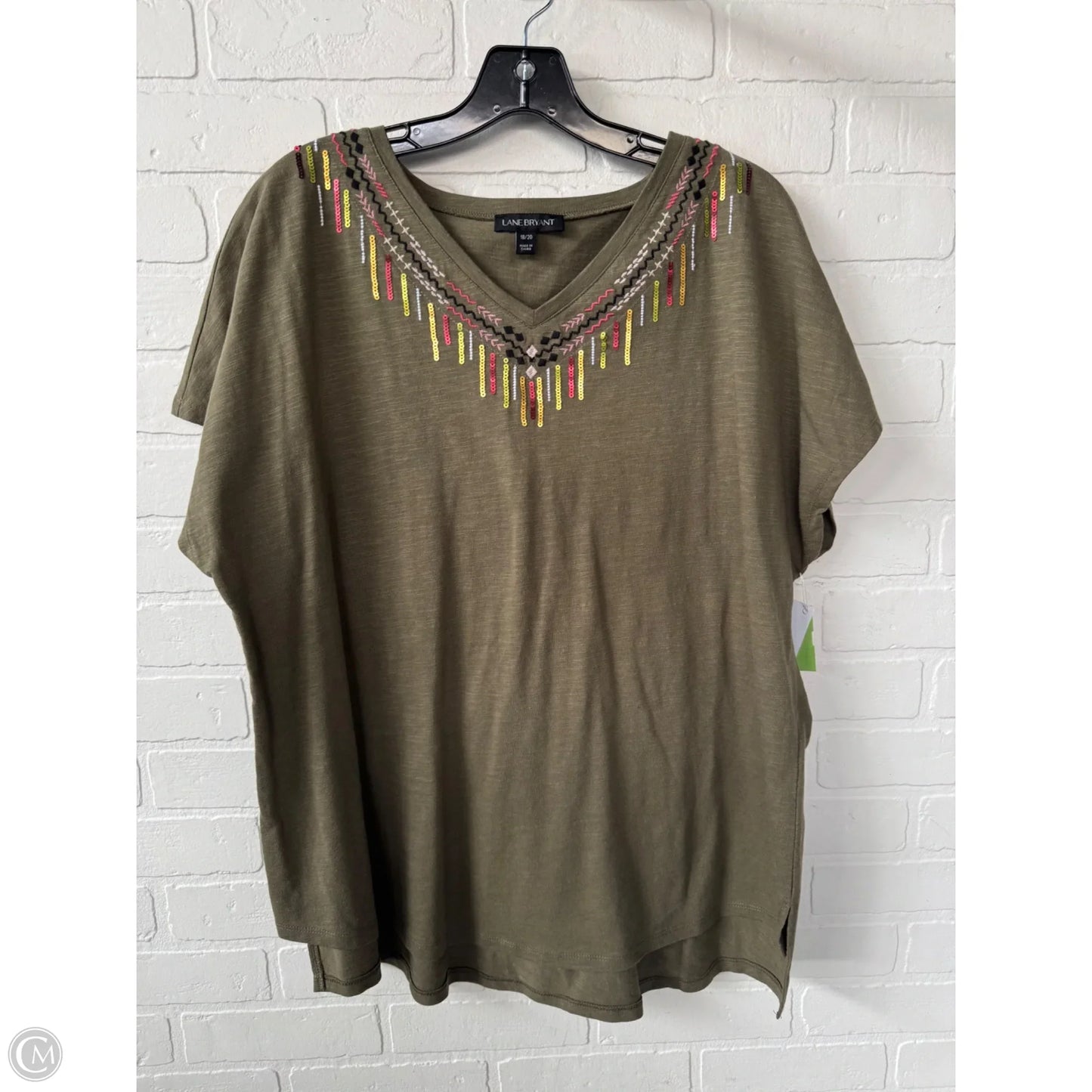 Top Short Sleeve By Lane Bryant In Green, Size: 1x