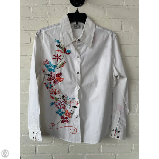 Top Long Sleeve By Chicos In White, Size: M