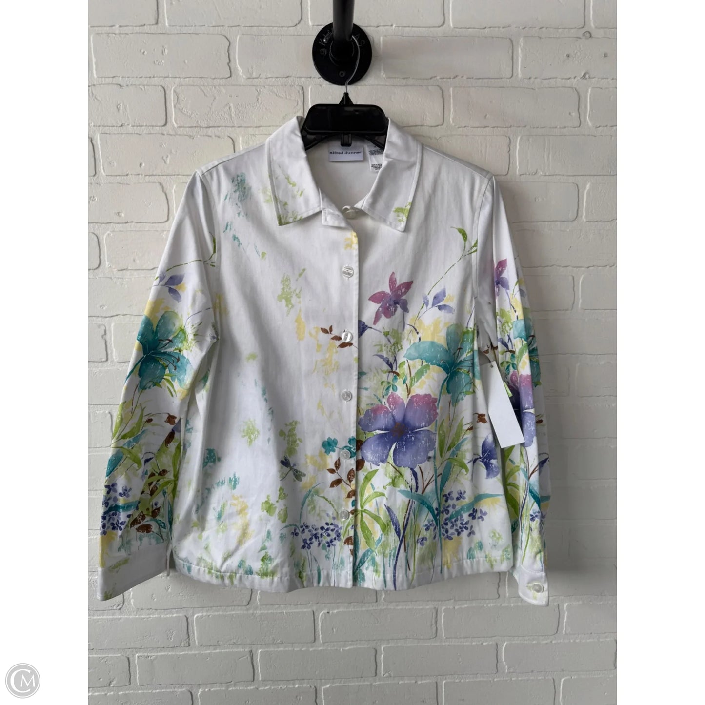 Jacket Denim By Alfred Dunner In Green & White, Size: L