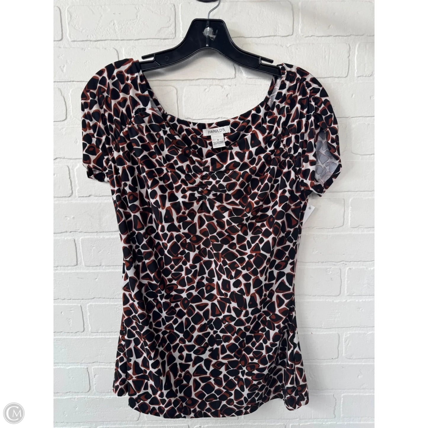 Top Short Sleeve By Harolds In Black & Brown, Size: M