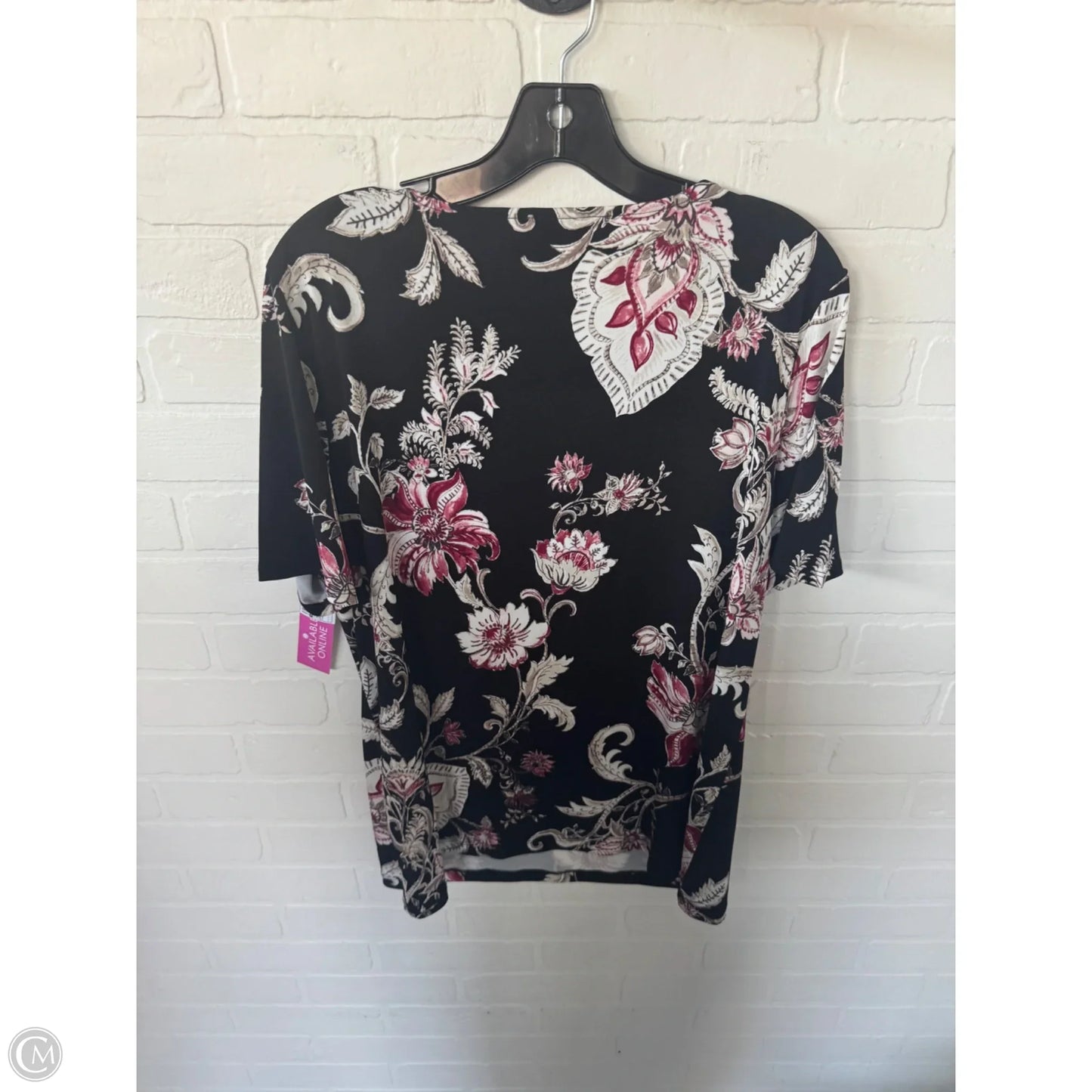 Top Short Sleeve By Chicos In Black & Red, Size: L