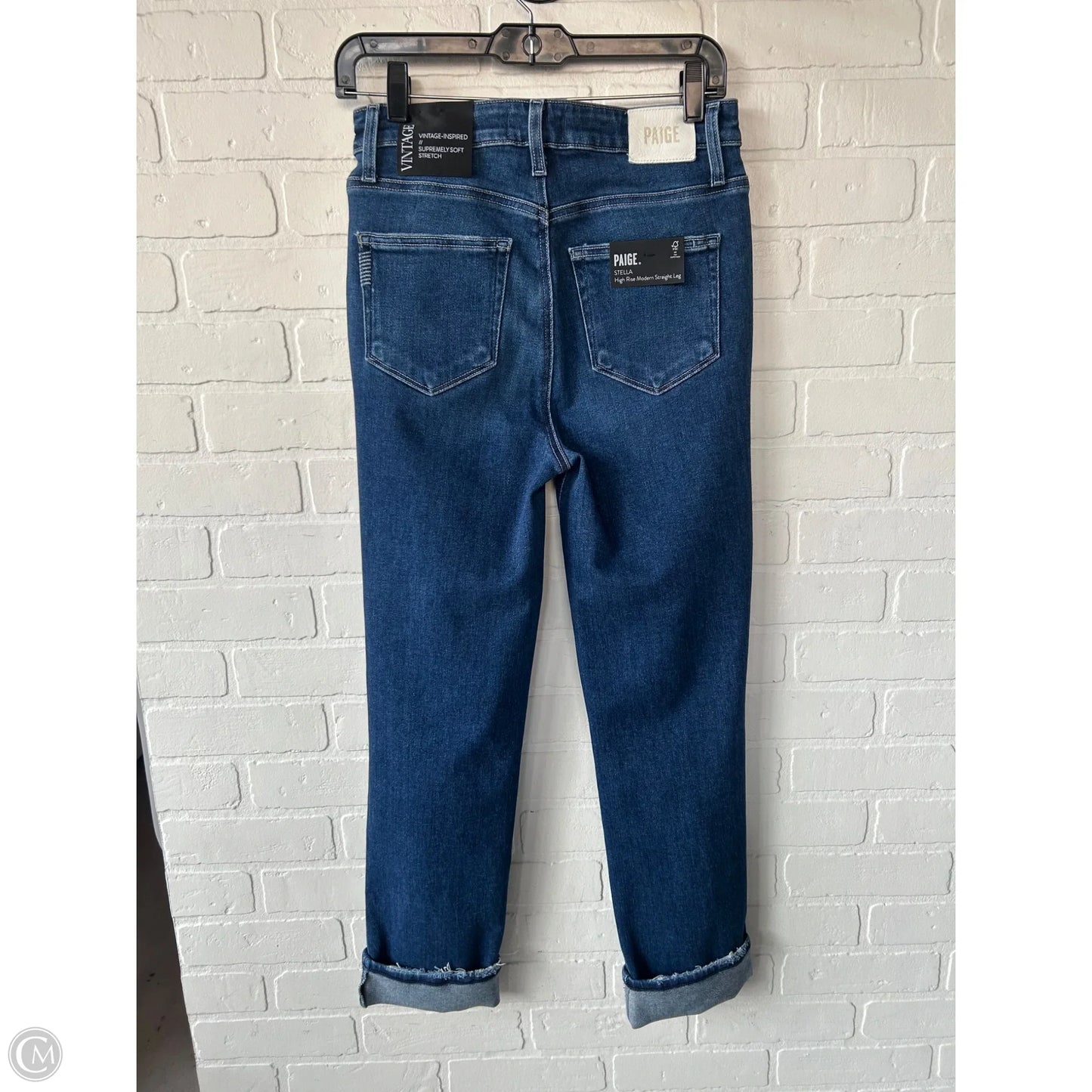 Jeans Straight By Paige In Blue Denim, Size: 4