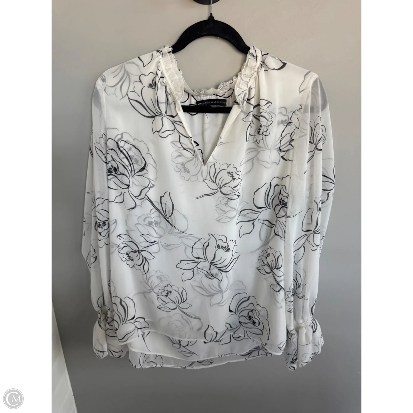 Top Long Sleeve By White House Black Market In Black & White, Size: S