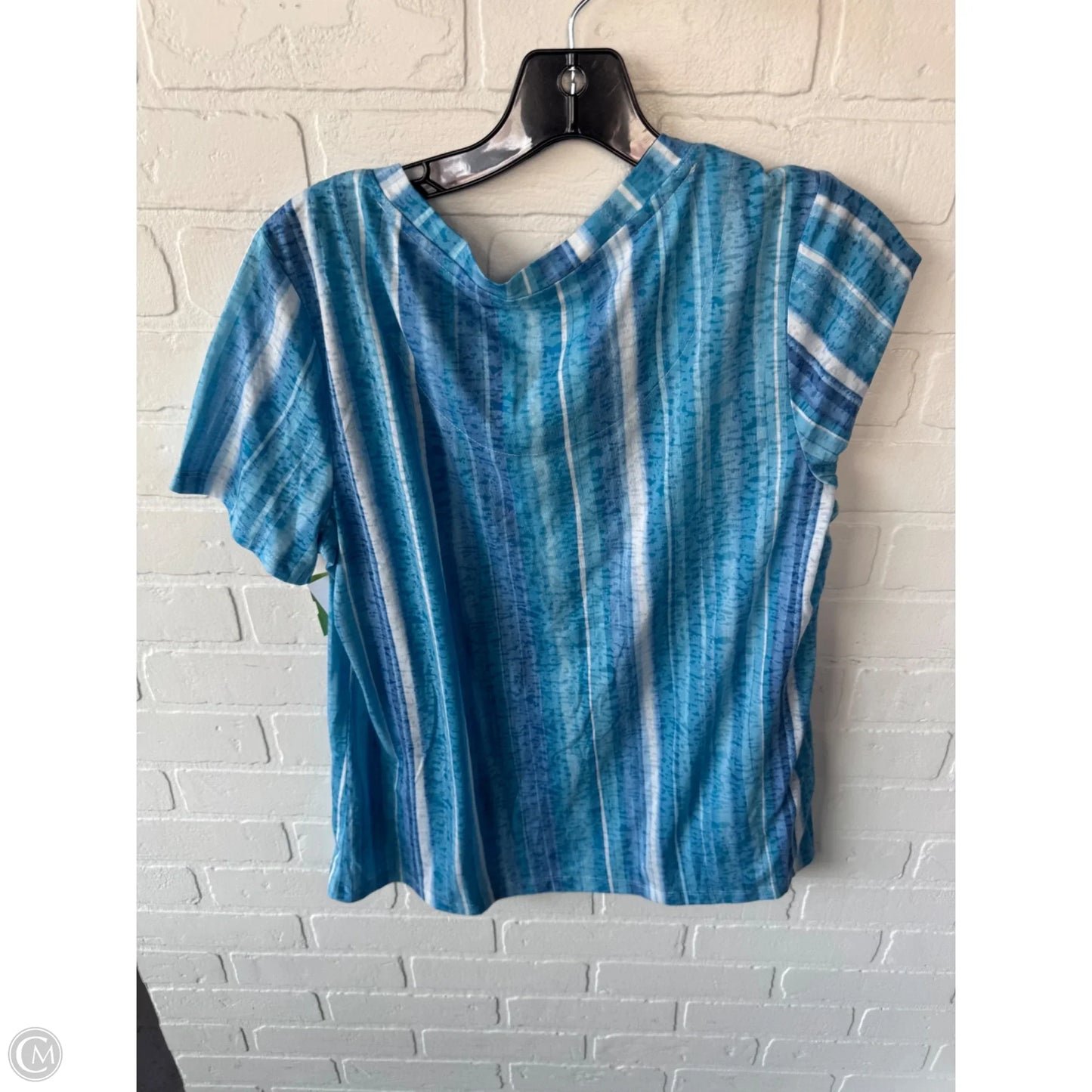 Top Short Sleeve By Clothes Mentor In Blue & White, Size: M