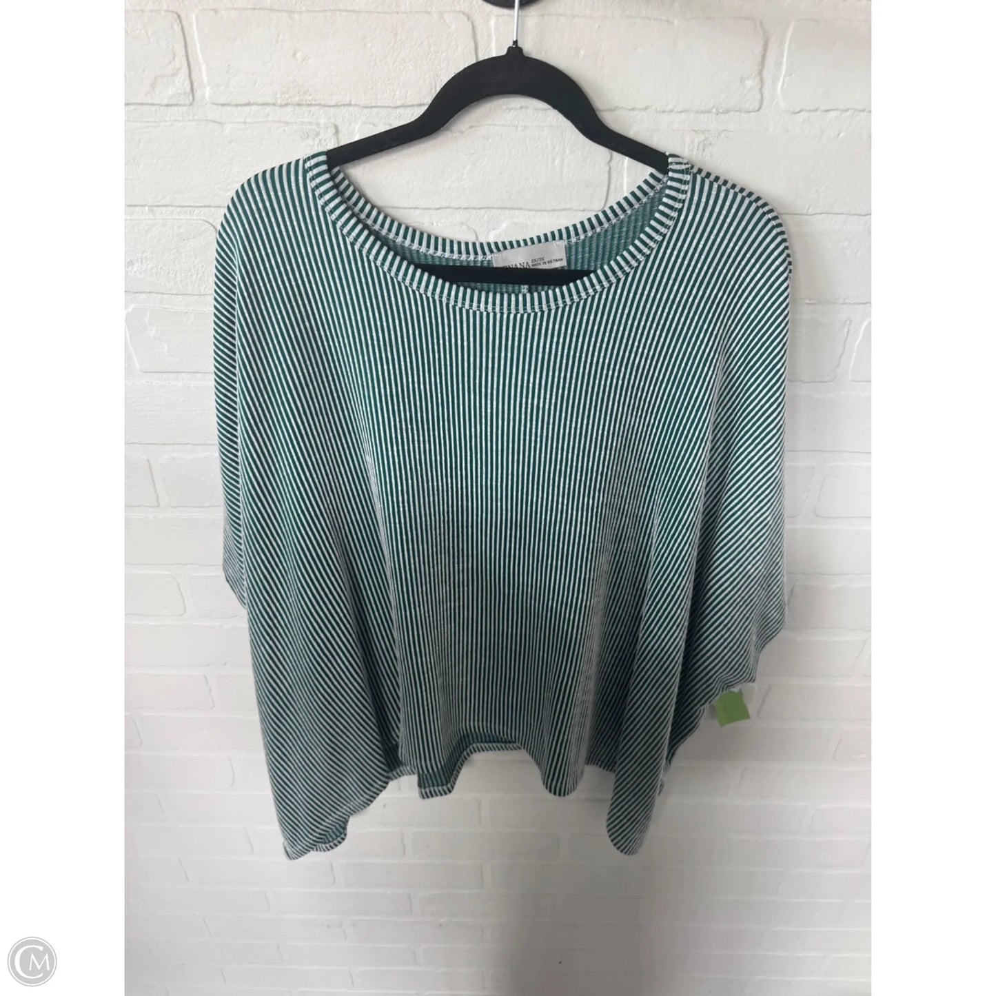 Top Short Sleeve By Zenana In Green & White, Size: 2x