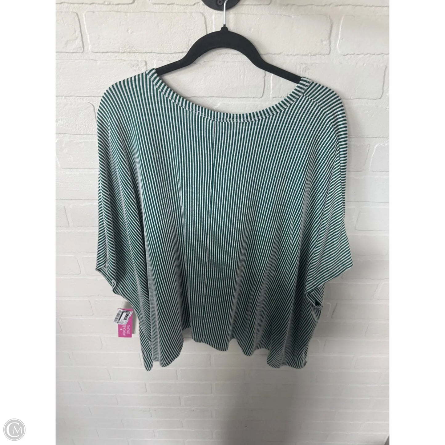 Top Short Sleeve By Zenana In Green & White, Size: 2x
