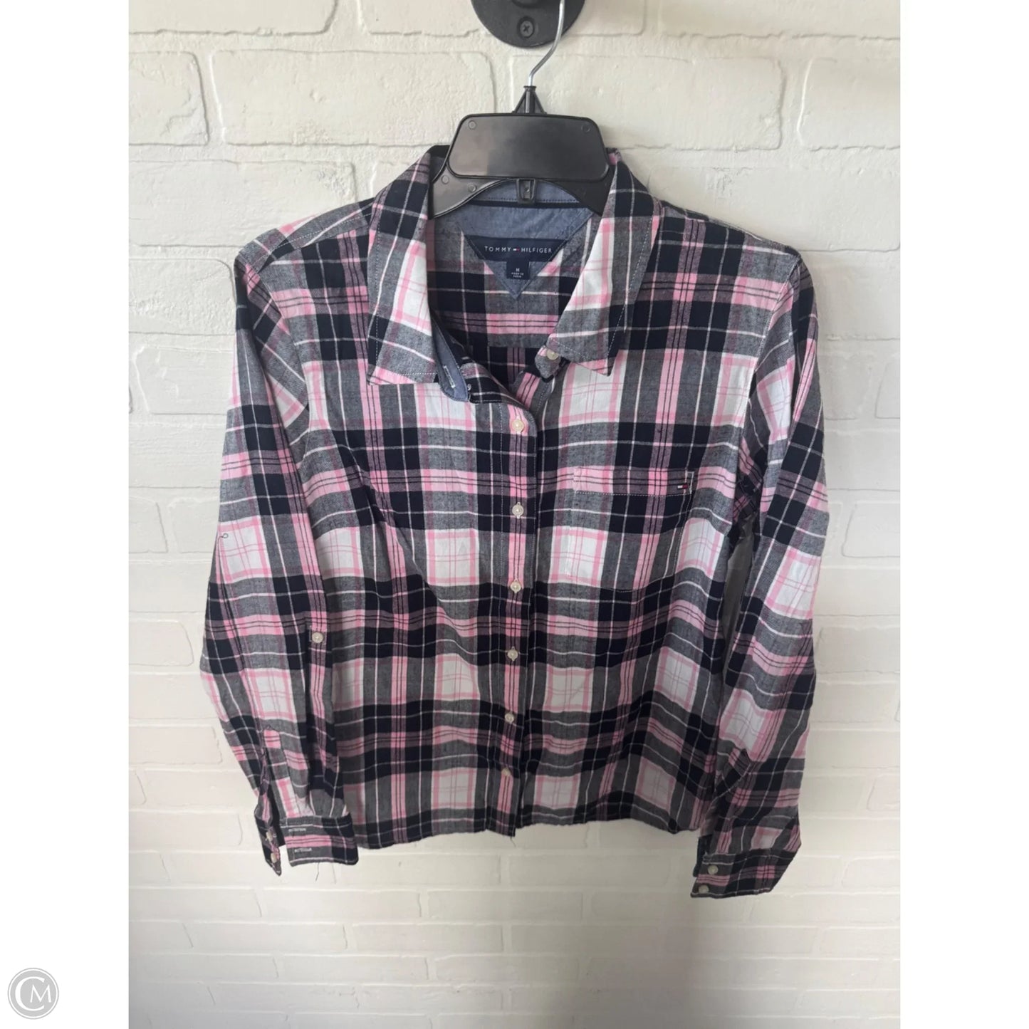 Top Long Sleeve By Tommy Hilfiger In Blue & Pink, Size: M