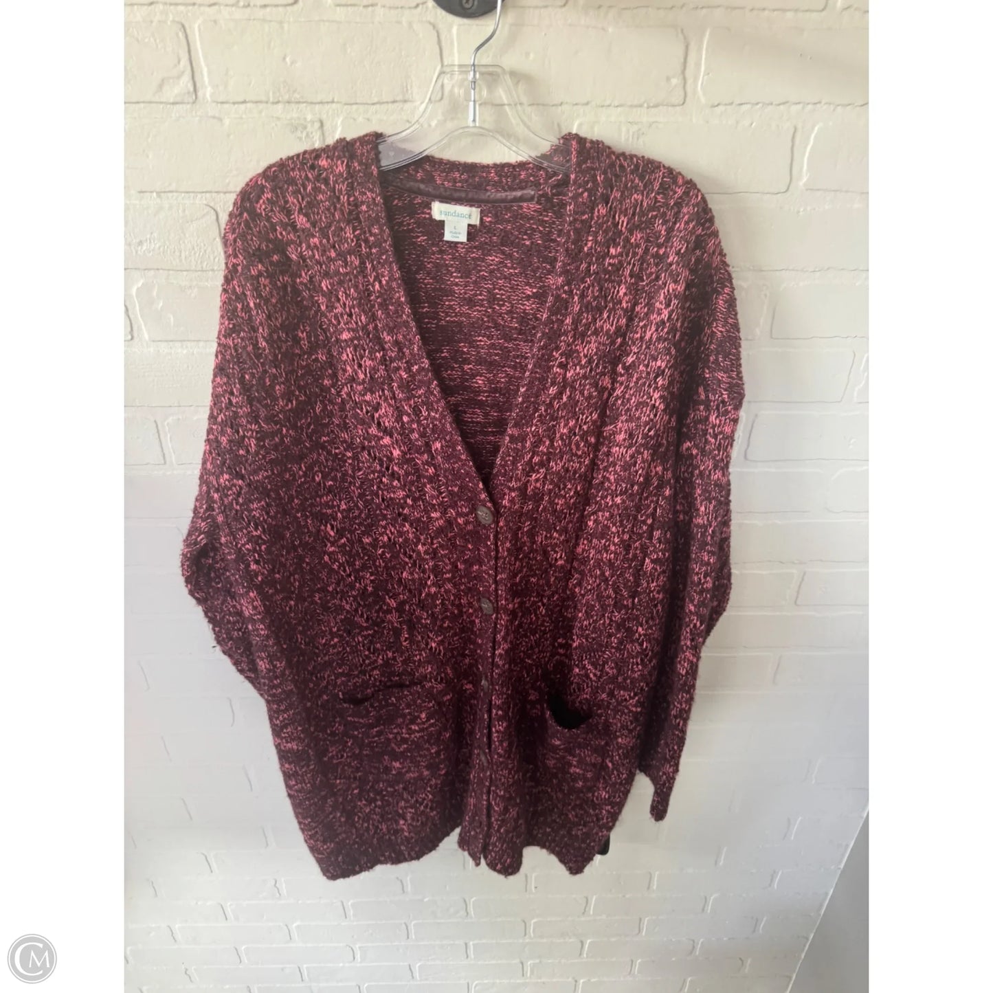 Sweater Cardigan By Sundance In Pink & Red, Size: L