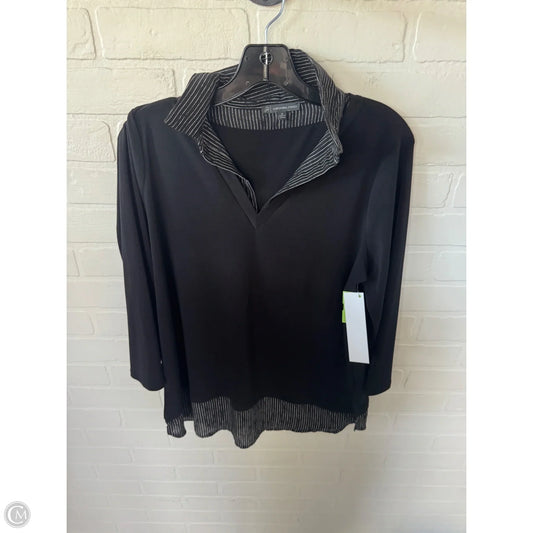 Top Long Sleeve By Adrianna Papell In Black & White, Size: M