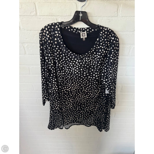 Tunic 3/4 Sleeve By Anne Klein In Black & Tan, Size: 1x
