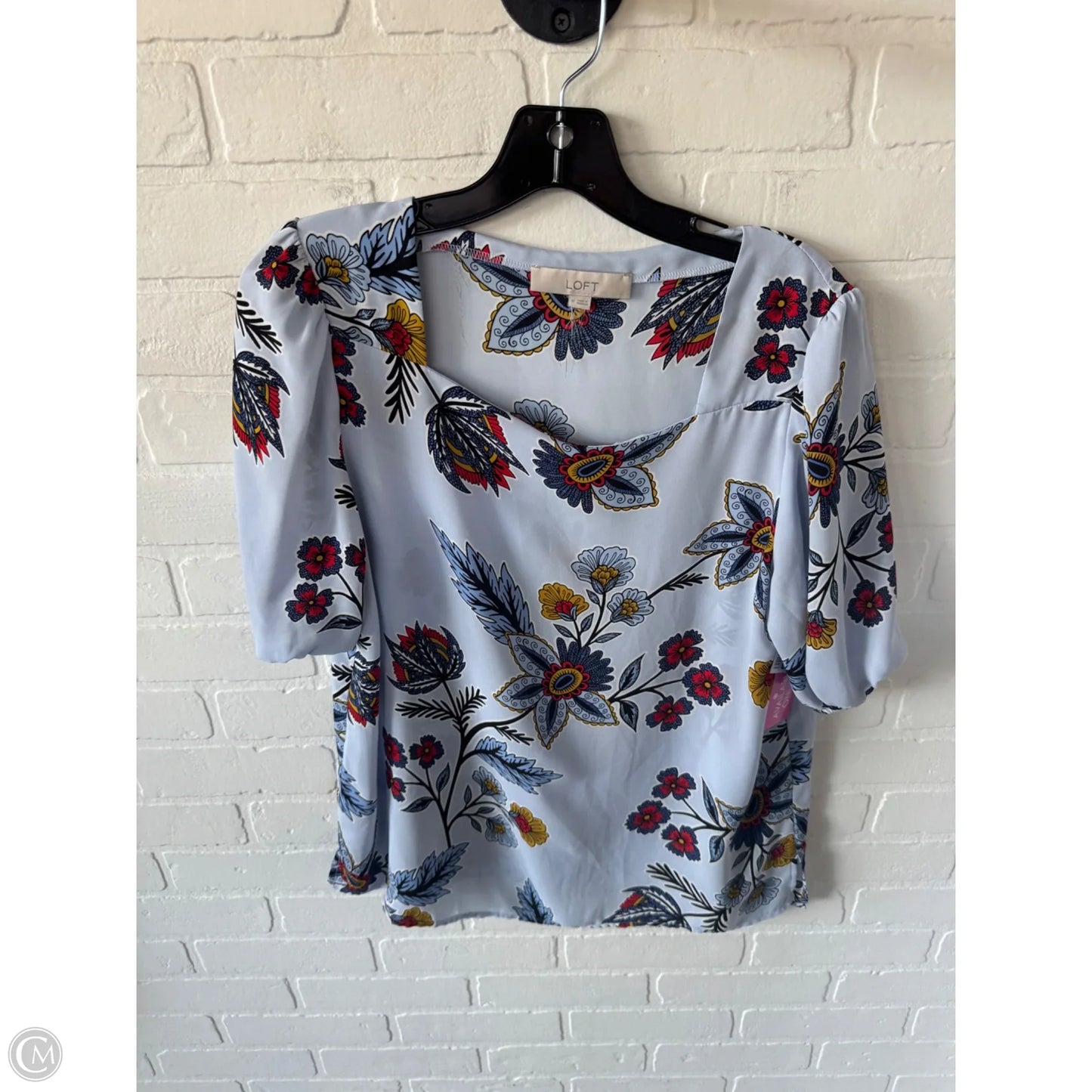 Top Short Sleeve By Loft In Blue & Yellow, Size: M