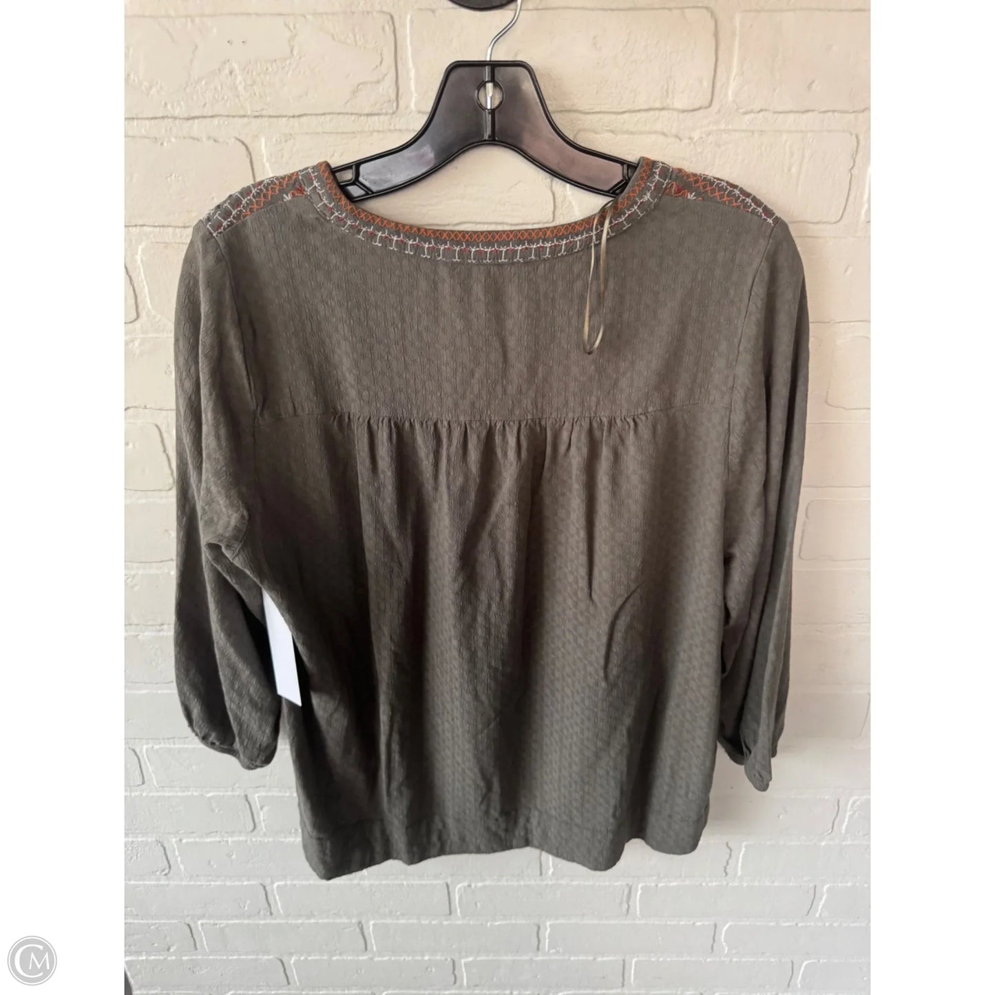 Top 3/4 Sleeve By Nurture In Grey & Orange, Size: L