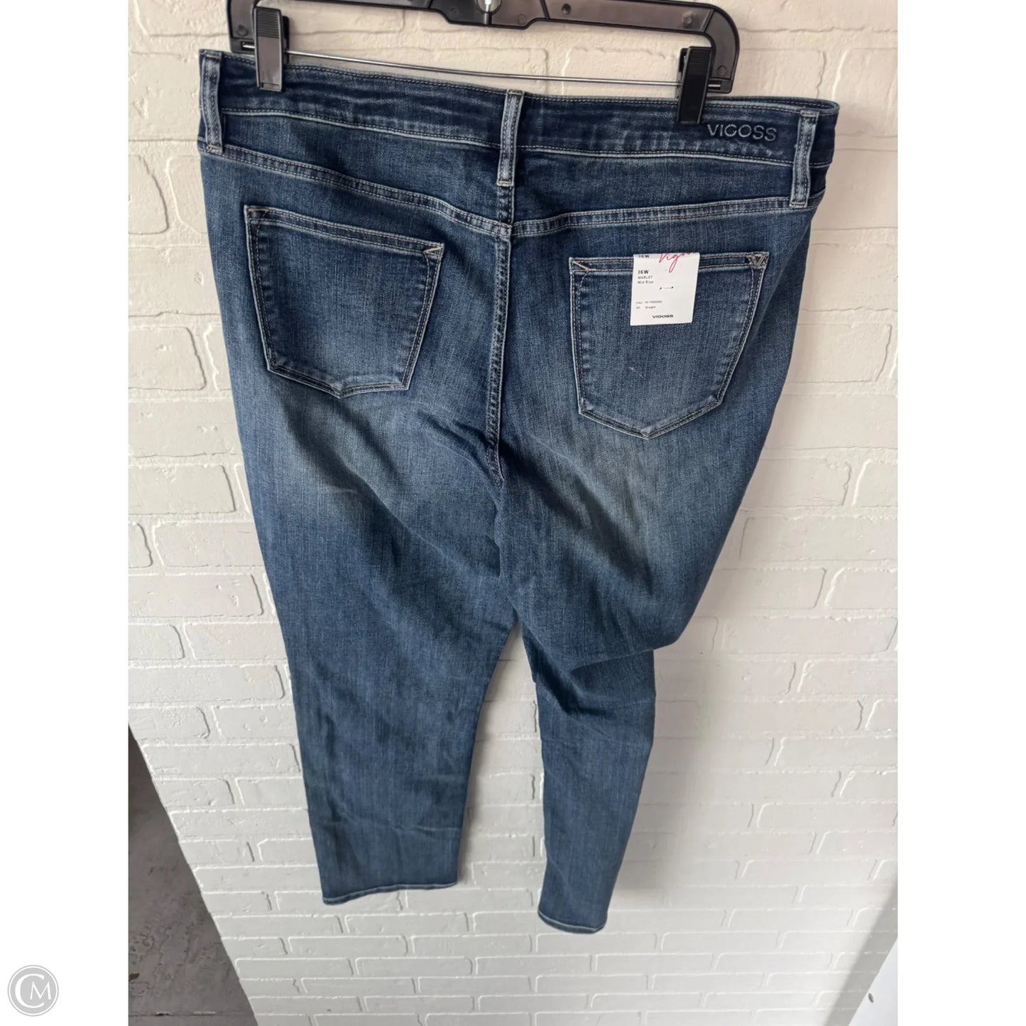 Jeans Straight By Vigoss In Blue Denim, Size: 16