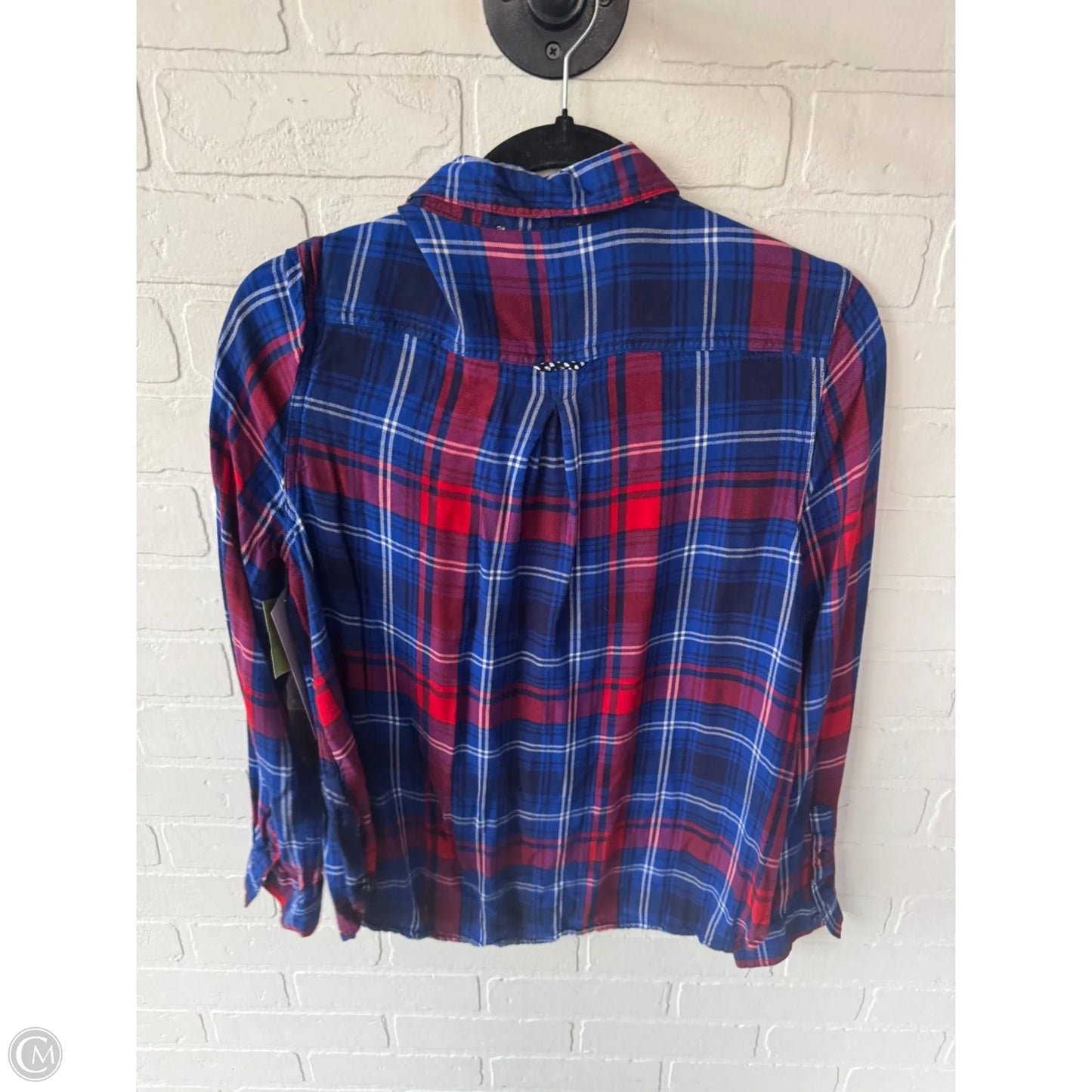 Top Long Sleeve By Como Vintage In Blue & Red & White, Size: L