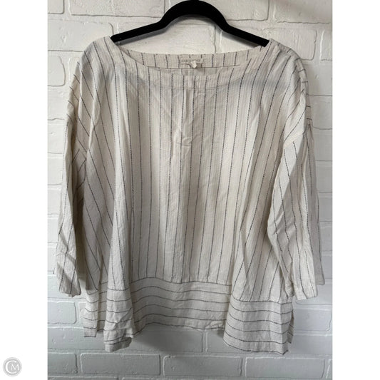 Top 3/4 Sleeve By Eileen Fisher In Black & Cream, Size: L