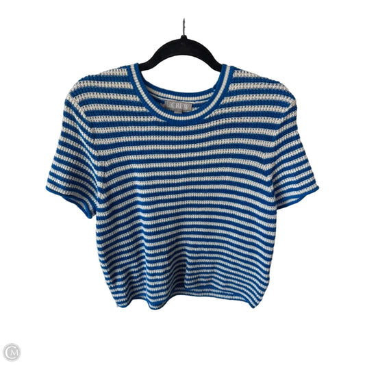 Sweater Short Sleeve By J. Crew In Blue & Cream, Size: M