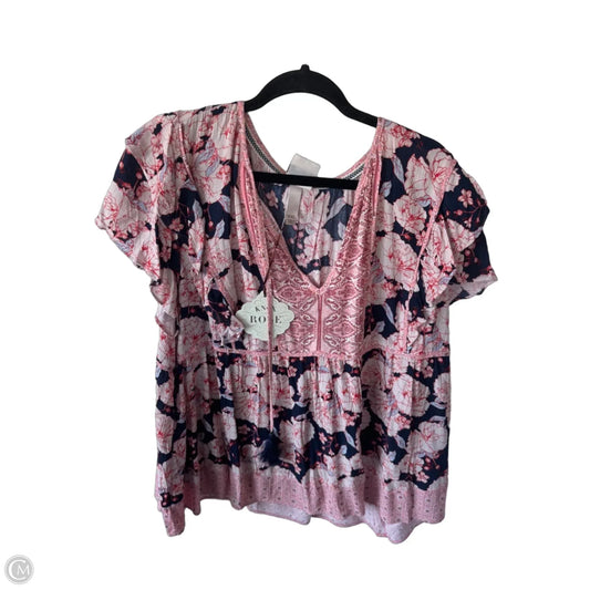 Top Short Sleeve By Knox Rose In Floral Print, Size: Xxl