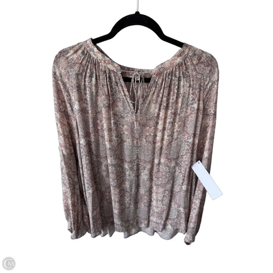 Top Long Sleeve By Lucky Brand In Pink & Tan, Size: 1x
