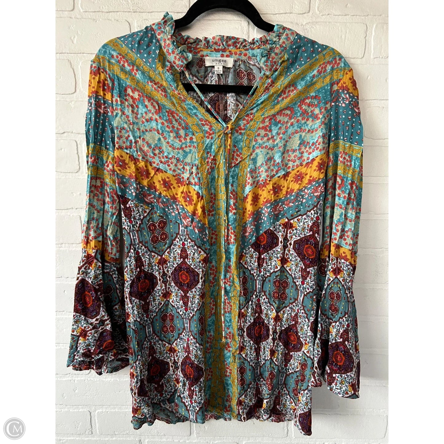 Top 3/4 Sleeve By Umgee In Blue & Orange, Size: S