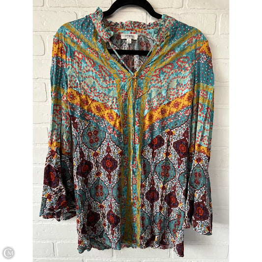 Top 3/4 Sleeve By Umgee In Blue & Orange, Size: S