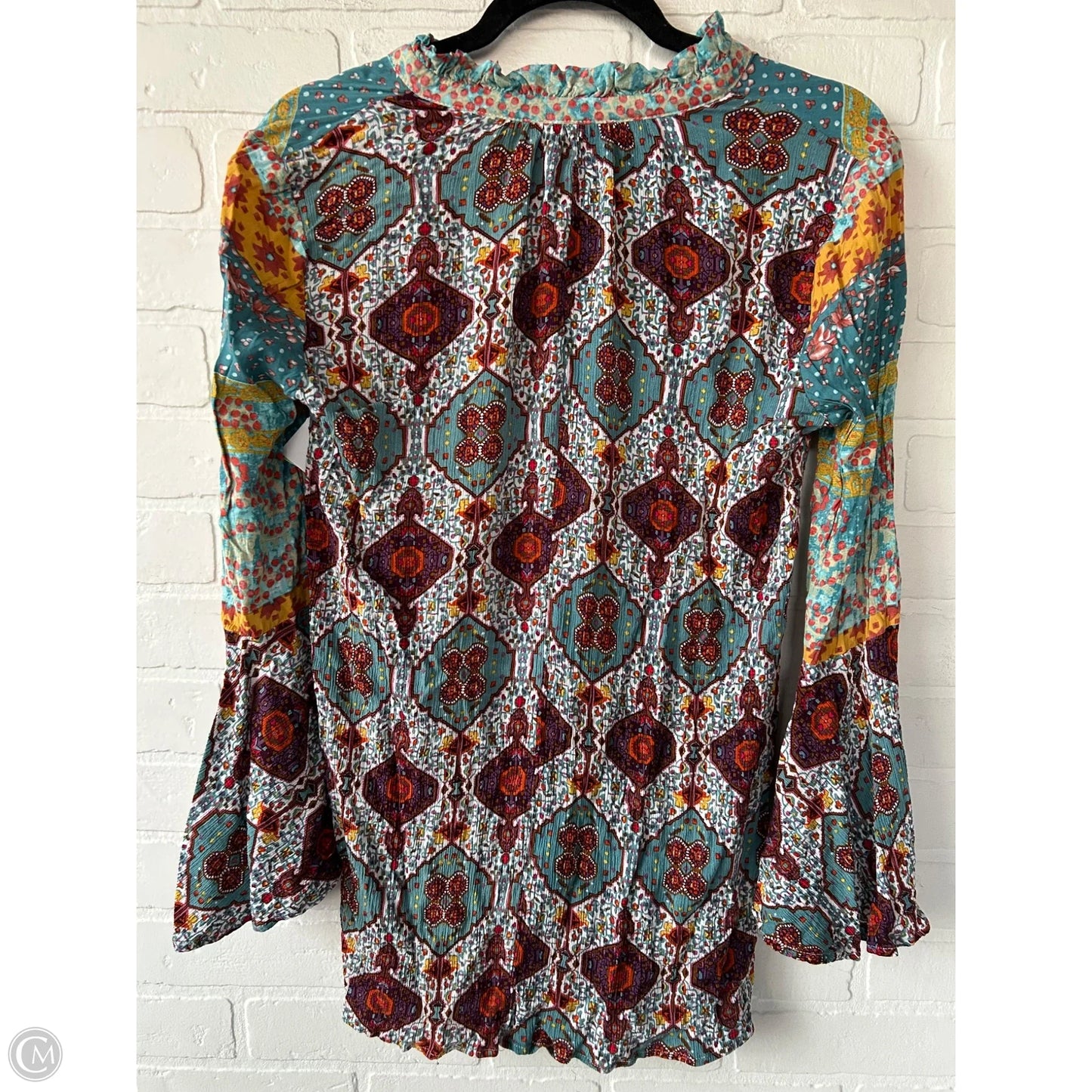 Top 3/4 Sleeve By Umgee In Blue & Orange, Size: S