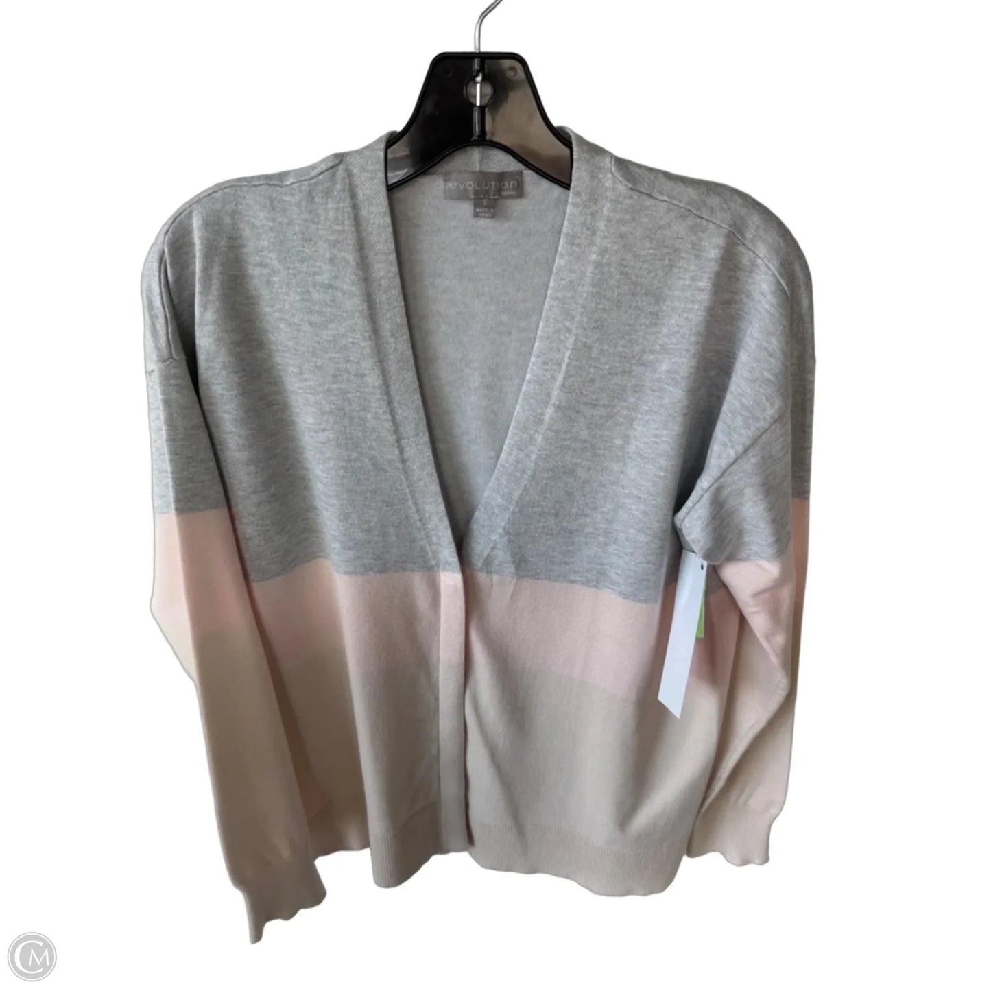 Sweater Cardigan By Evolution In Grey & Tan, Size: S