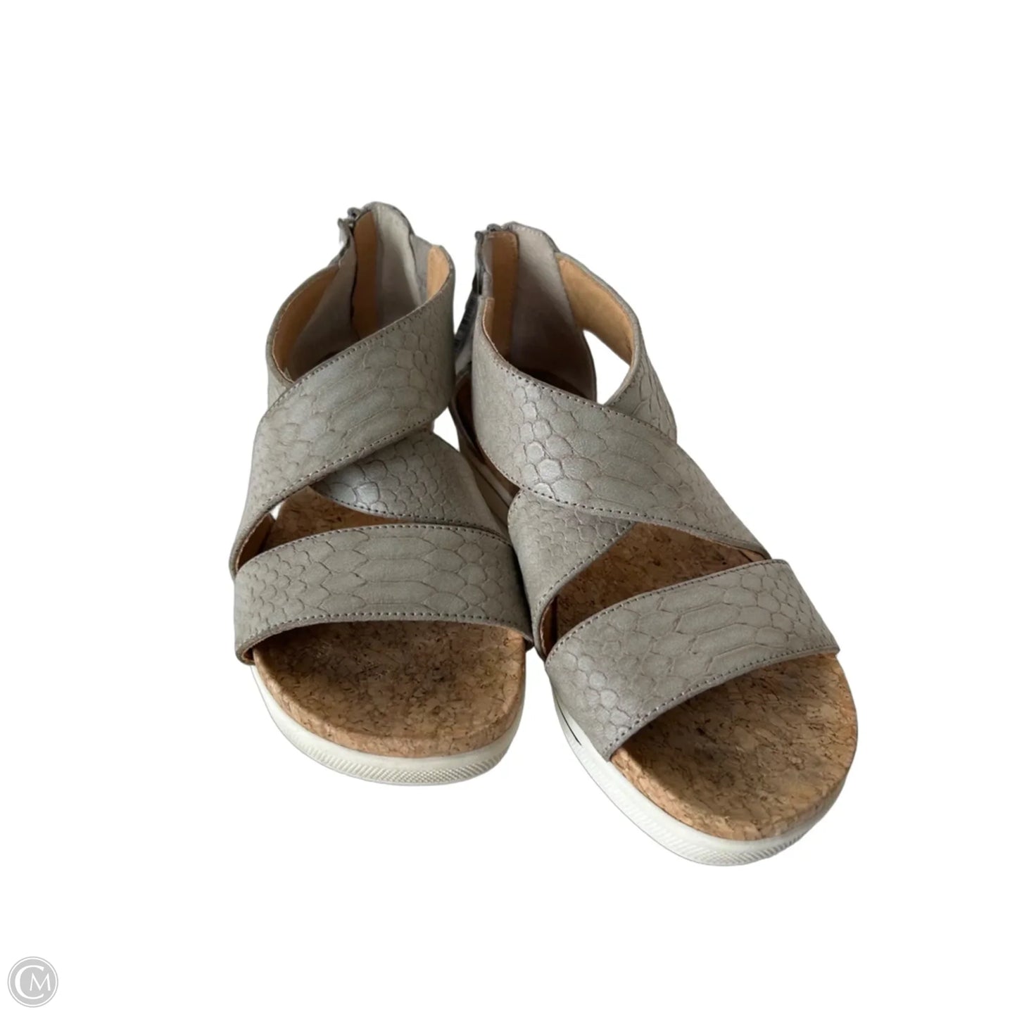 Sandals Flats By Adrienne Vittadini In Grey & Tan, Size: 7.5