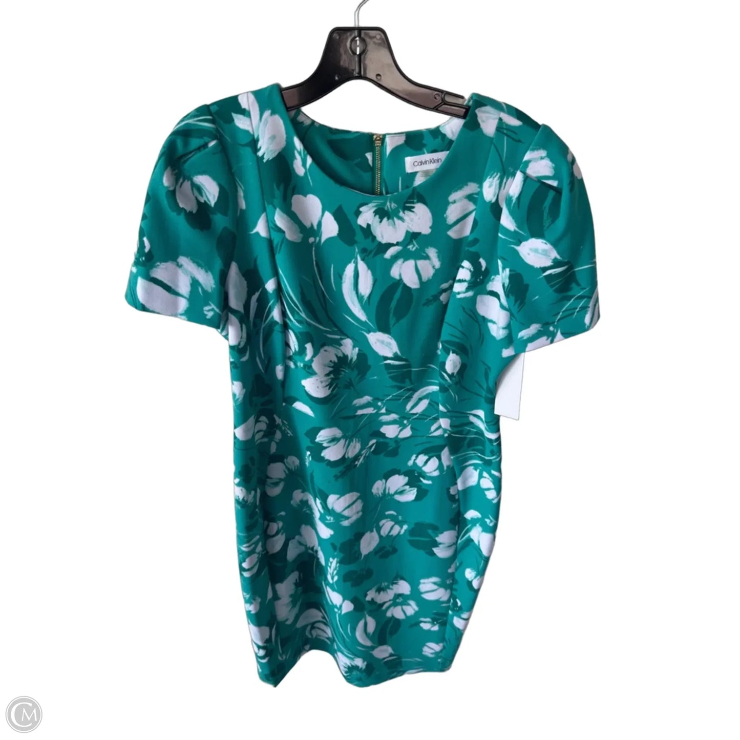 Dress Work By Calvin Klein In Green & White, Size: L
