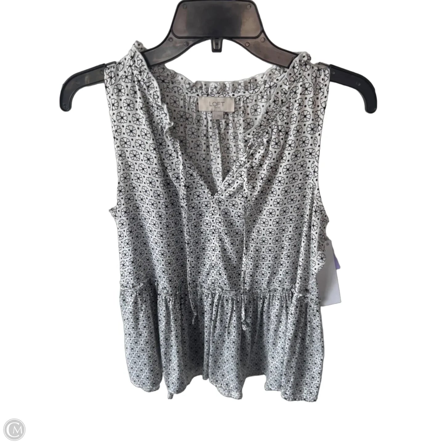 Top Sleeveless By Loft In Black & White, Size: S