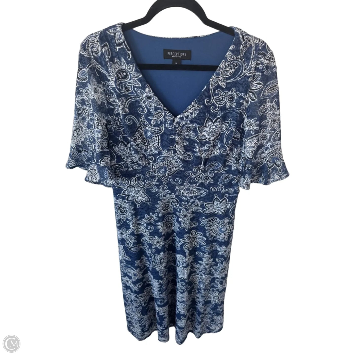 Dress Casual Midi By Perceptions In Blue & White, Size: M