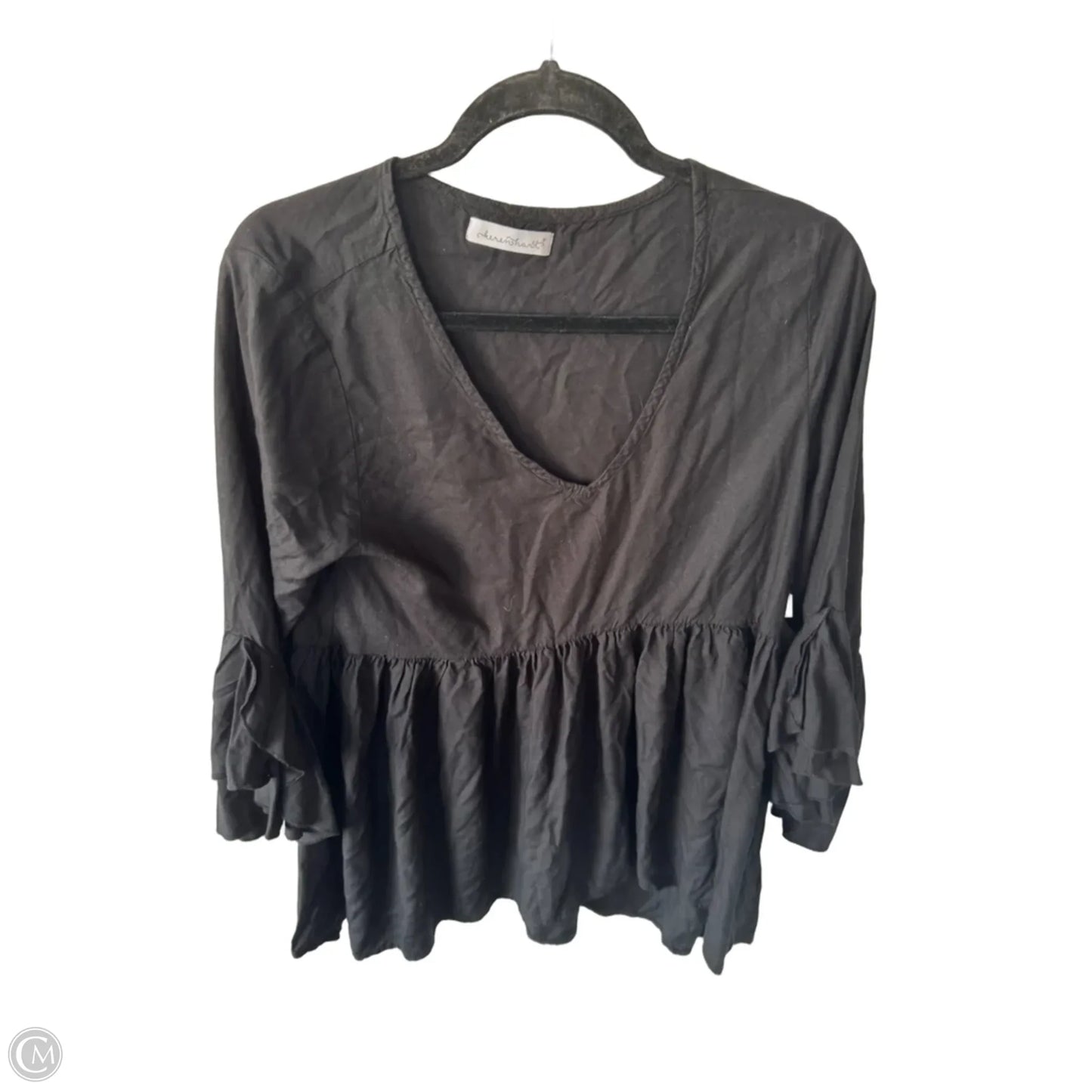 Top 3/4 Sleeve By Keren Hart In Black, Size: M